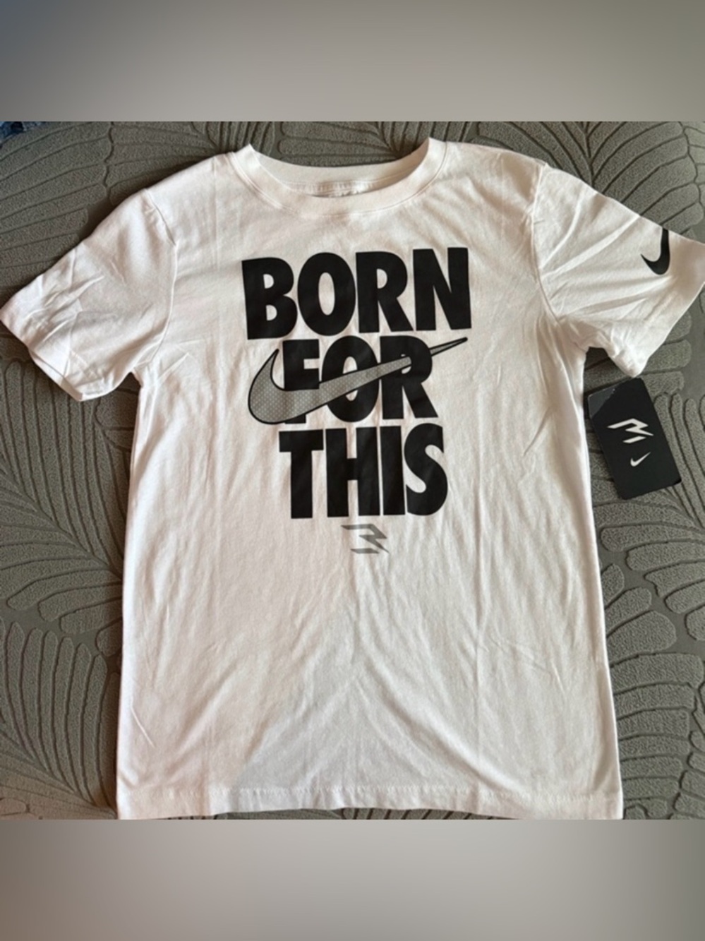 BNWT Nike White Tee with Black "Born For This" Graphic